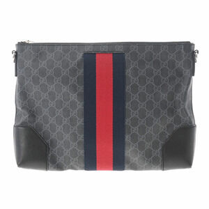 GUCCI Messenger Bag Black GG Supreme Canvas Shoulder